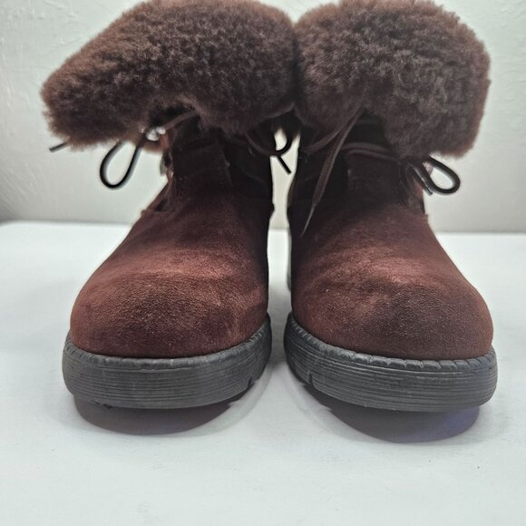 Sorel Boots Fur Lined Suede Brown Lace Up Combat Winter Ankle Booties Size 6 - Picture 4 of 11